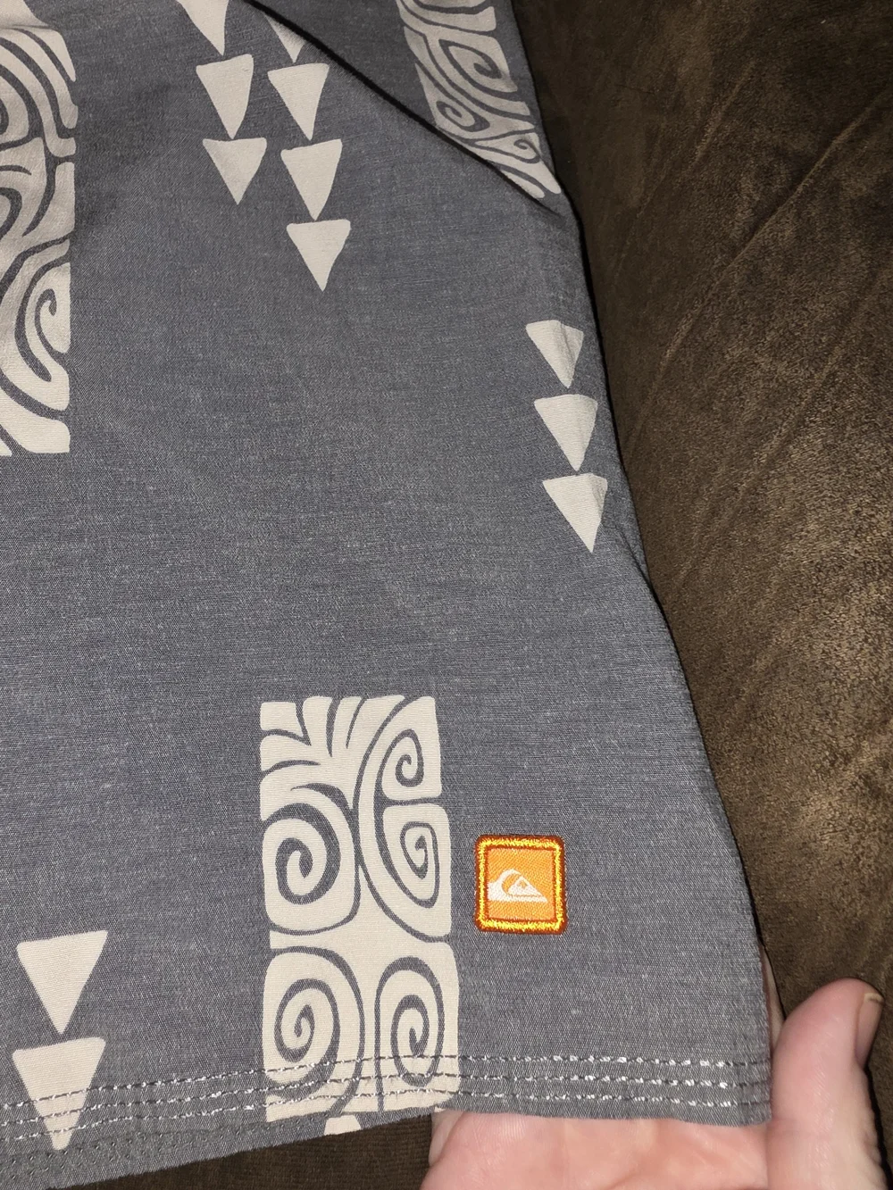 Quiksilver Blue Gray Geometric Print Men’s Board Shorts
